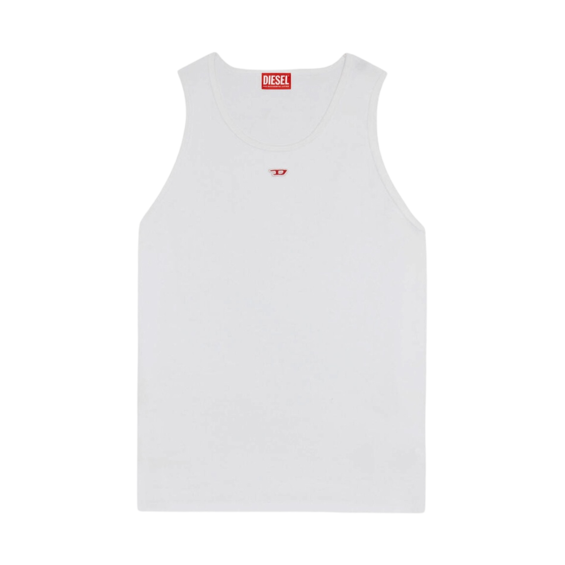 디젤 T-리프티-D 미니 D 로고 패치 탱크탑 화이트(Diesel T-Lifty-D Tank Top with Mini D Logo Patch White)