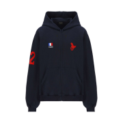 Balenciaga Paris Logo 22 Zip-Up Hoodie Dark Navy