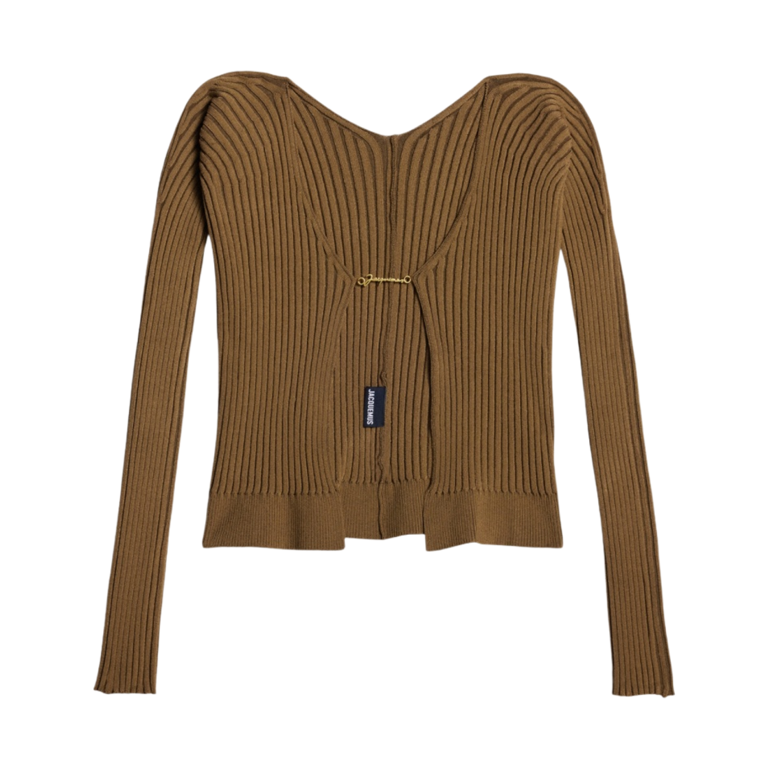 223KN500-2190-850 (W) Jacquemus La Maille Pralu Micro Charm Logo Cardigan Brown