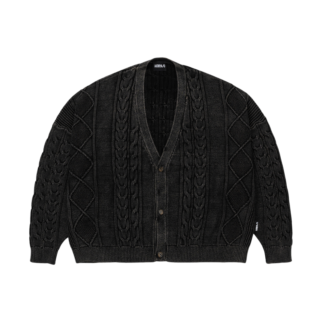 AJ244OT012BK Ajobyajo Cable Washed Cardigan Black