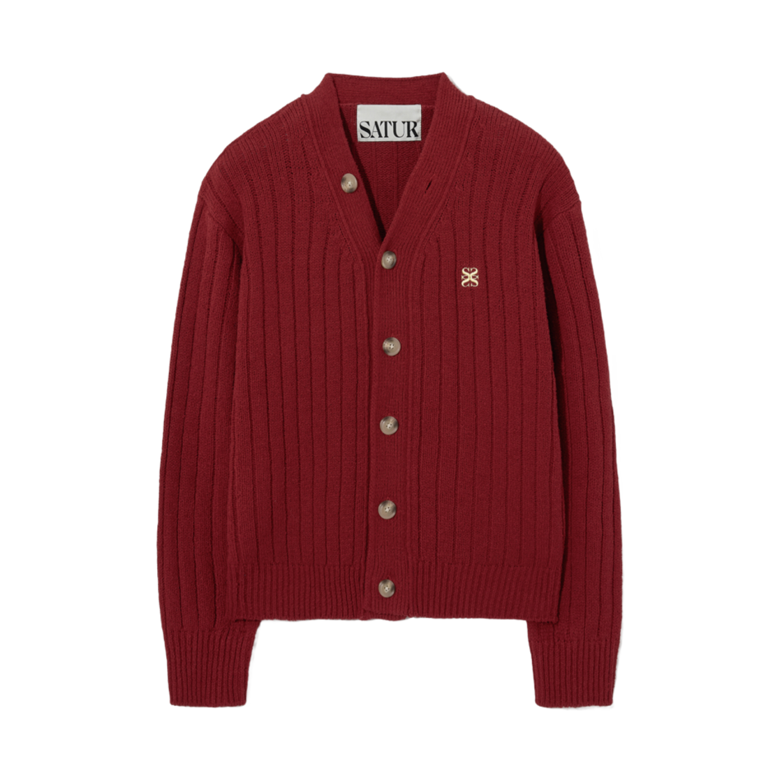 세터 파로 오버 사이즈 부클 가디건 버건디 레드(Satur Faro Over Size Boucle Cardigan Burgundy Red)