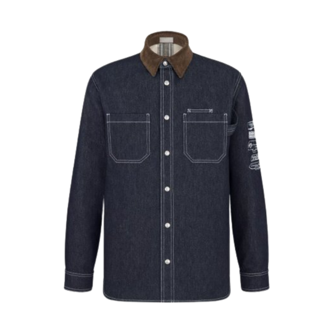 513D594A3005-C580 Dior Archives Labels Cotton Twill Overshirt Navy Blue