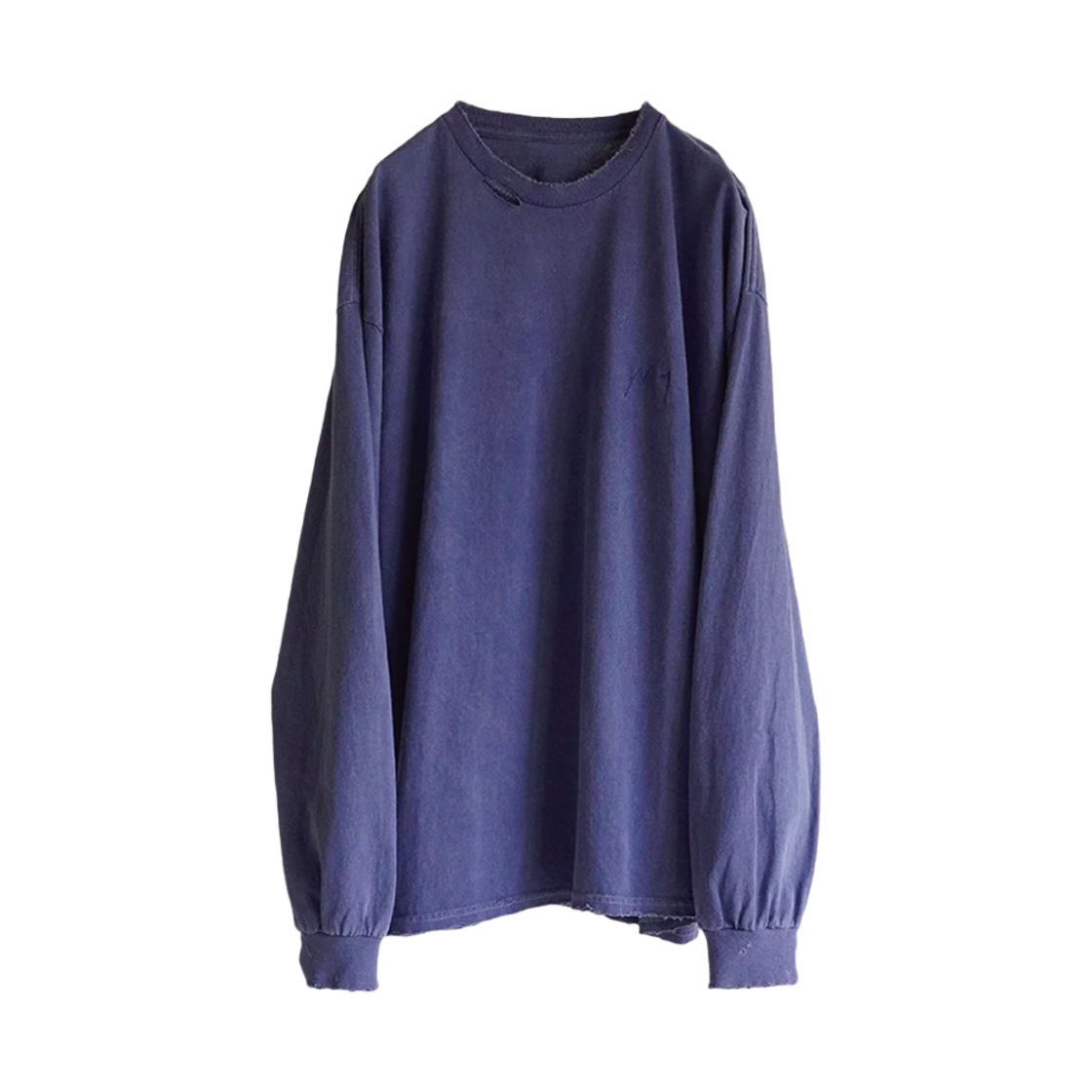 ANC-CT59-1 Ancellm Embroidery Dyed LS T-Shirt Navy