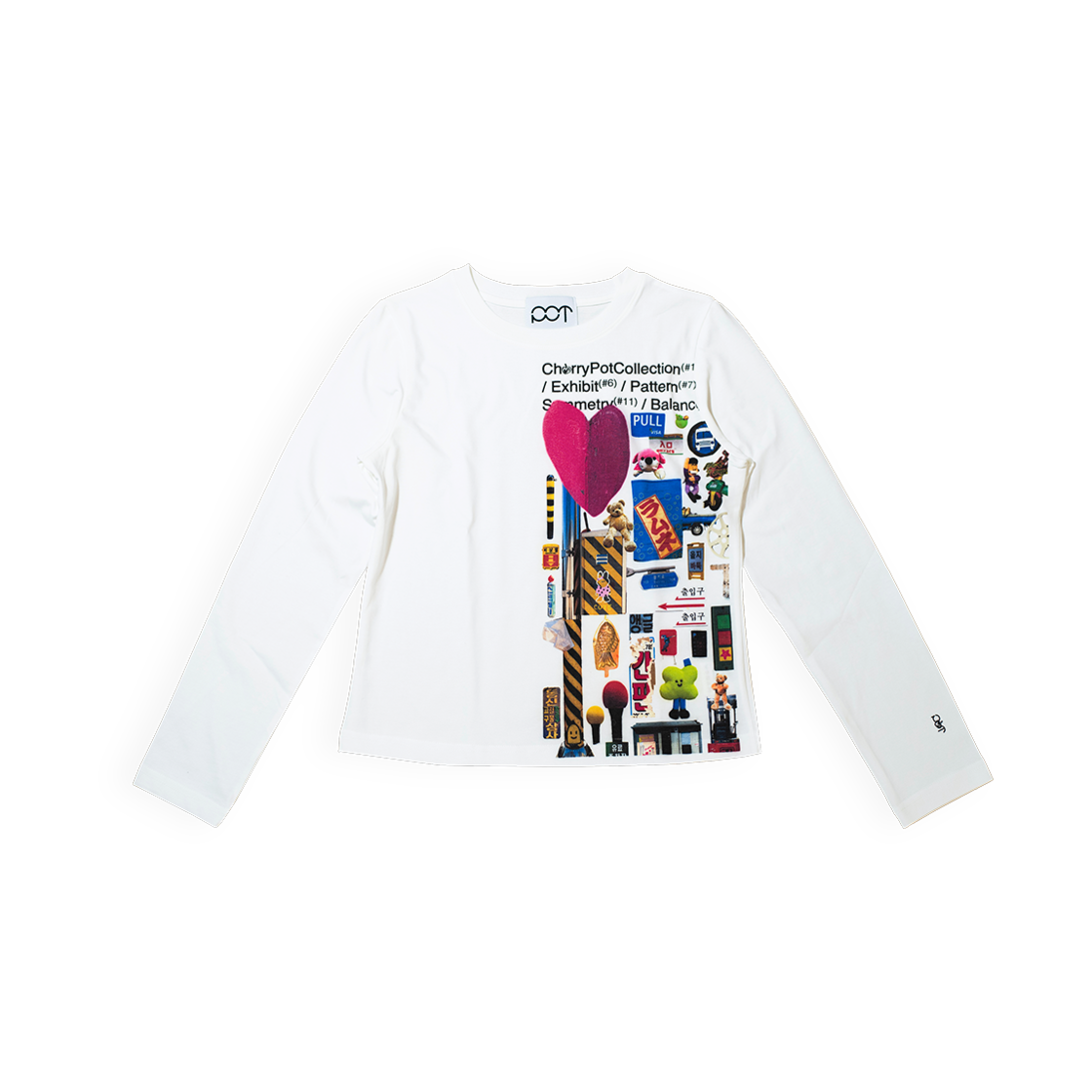 Cherry Pot Heart Crop L/S Tee White CHERRY DRIVER Cherry Pot Heart Crop L/S Tee White
