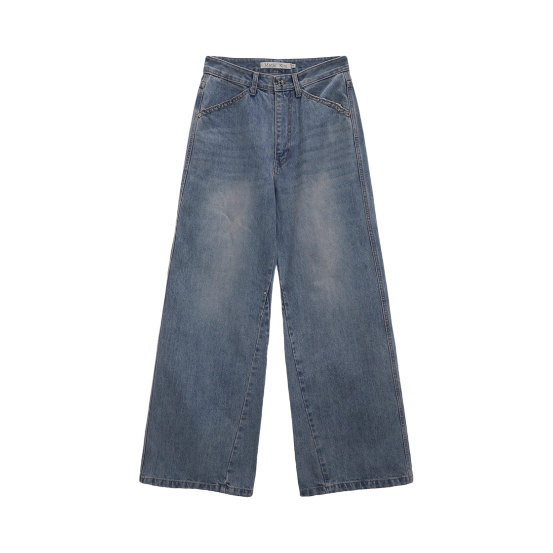 MK2434DN027MLB (W) Matin Kim Pocket Rivet Wide Denim Pants Light Blue