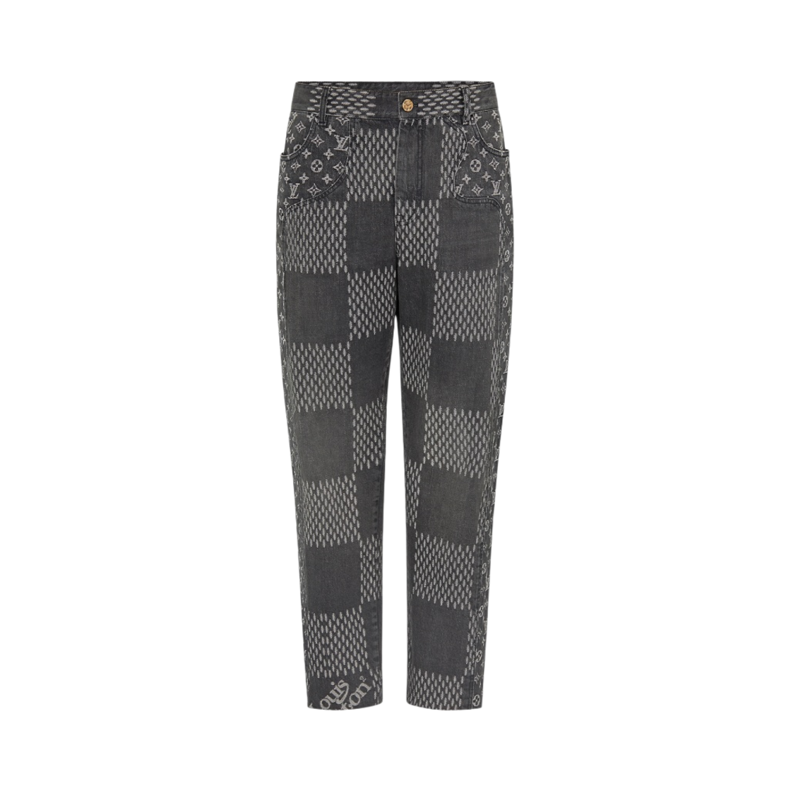 루이비통 자이언트 다미에 웨이브 모노그램 데님 팬츠 블랙(Louis Vuitton Giant Damier Waves Monogram Denim Pants Black)