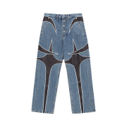 Thug Club TC Leather Denim Pants Blue