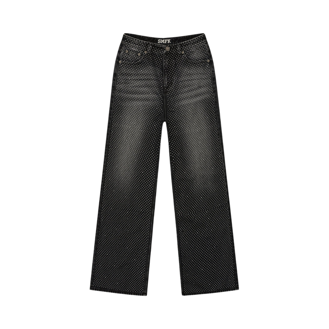 (W) 에스엠에프케이 에인션트 미스 다이아몬드 플레어 진 블랙((W) SMFK Ancient Myth Diamond Flared Jeans Black)