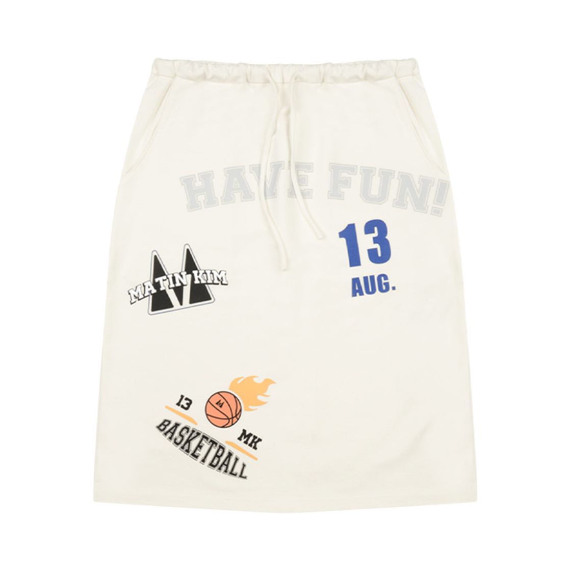 MK2235SK005M0WH (W) Matin Kim Print Collage Skirt White