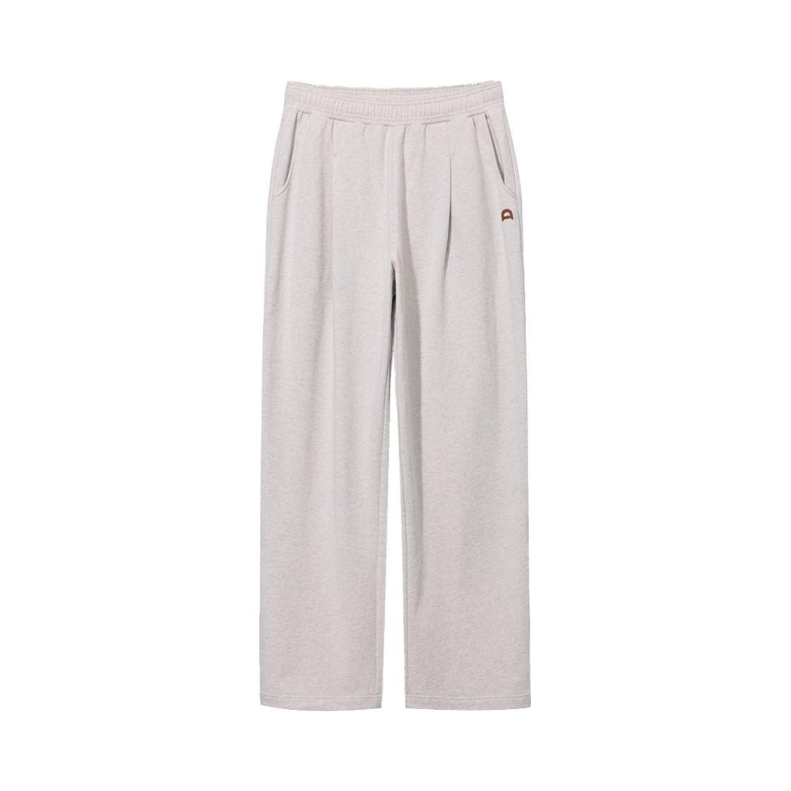 던스트 유니섹스 레더 로고 와이드 스웨트 팬츠 오트밀 멜란지(Dunst Unisex Leather Logo Wide Sweat Pants Oatmeal Melange)