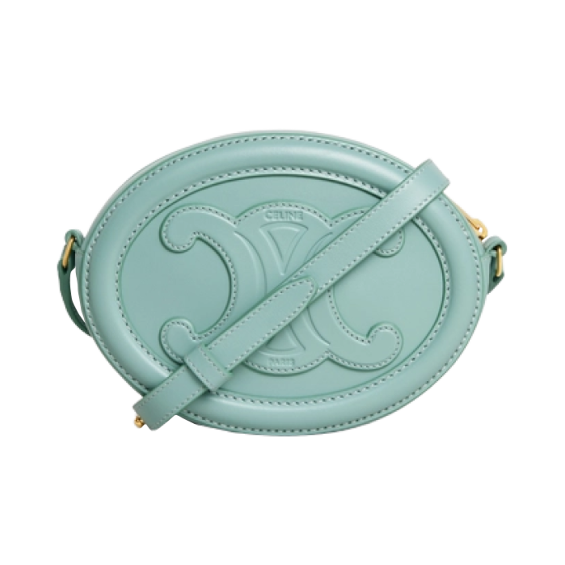 셀린느 스무스 카프스킨 크로스바디 오발 퍼스 레더 트리옹프 아이스 민트(Celine Crossbody Oval Purse Cuir Triomphe in Smooth Calfskin Ice Mint) - 3