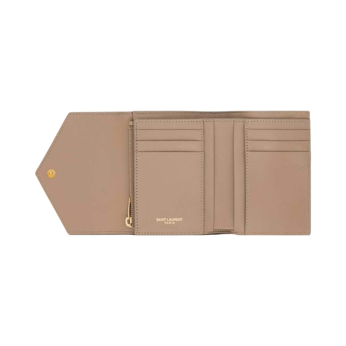 생로랑 카산드라 마틀라세 컴팩트 트라이폴드 월렛 램스킨 더스티 그레이(Saint Laurent Cassandre Matelasse Compact Tri-Fold Wallet In Lambskin Dusty Grey) - 4