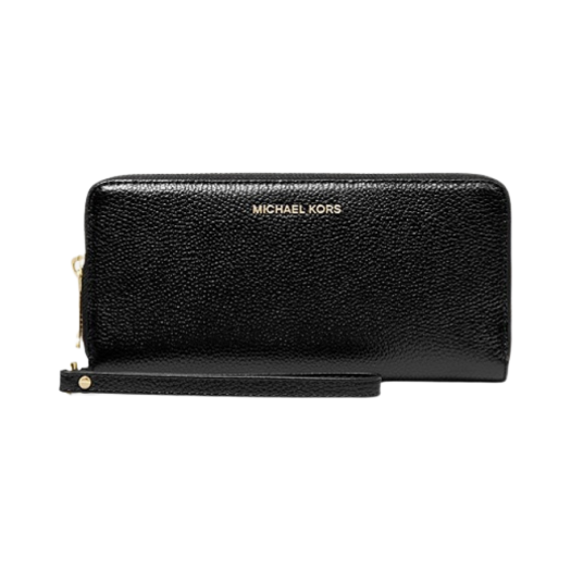 Michael Kors Pebbled Leather Continental Wrislet Black