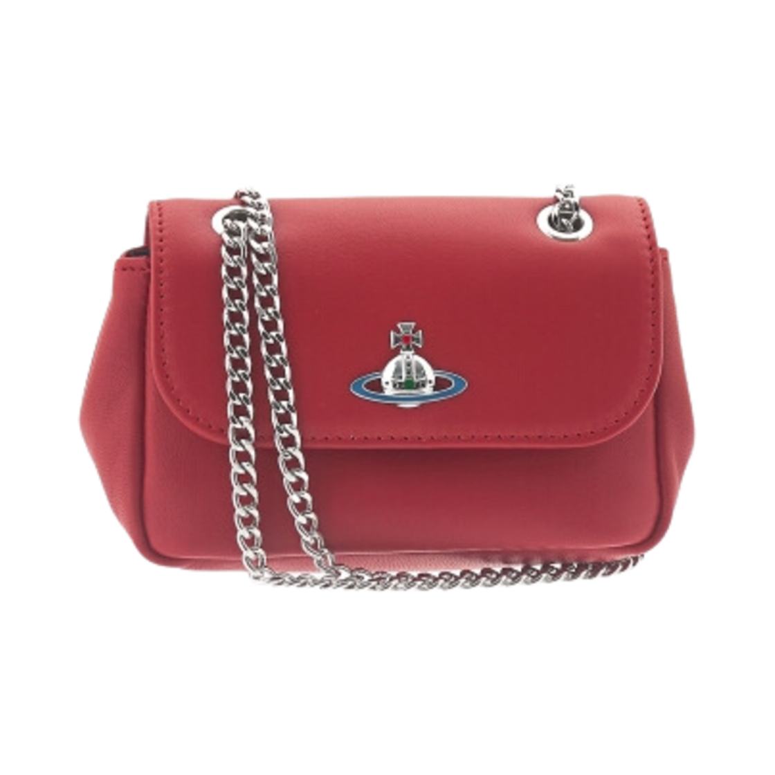 52020005-L001L-H404 Vivienne Westwood Nappa Leather Small Purse with Chain Red