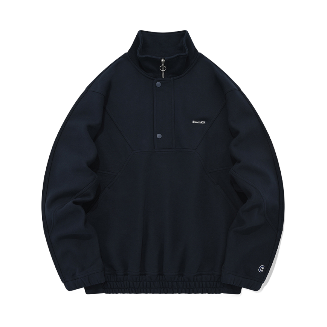 커버낫 오버핏 쉐브론 스웨트셔츠 아노락 네이비(Covernat Oversized Fit Chevron Sweatshirt Anorak Navy) - 1