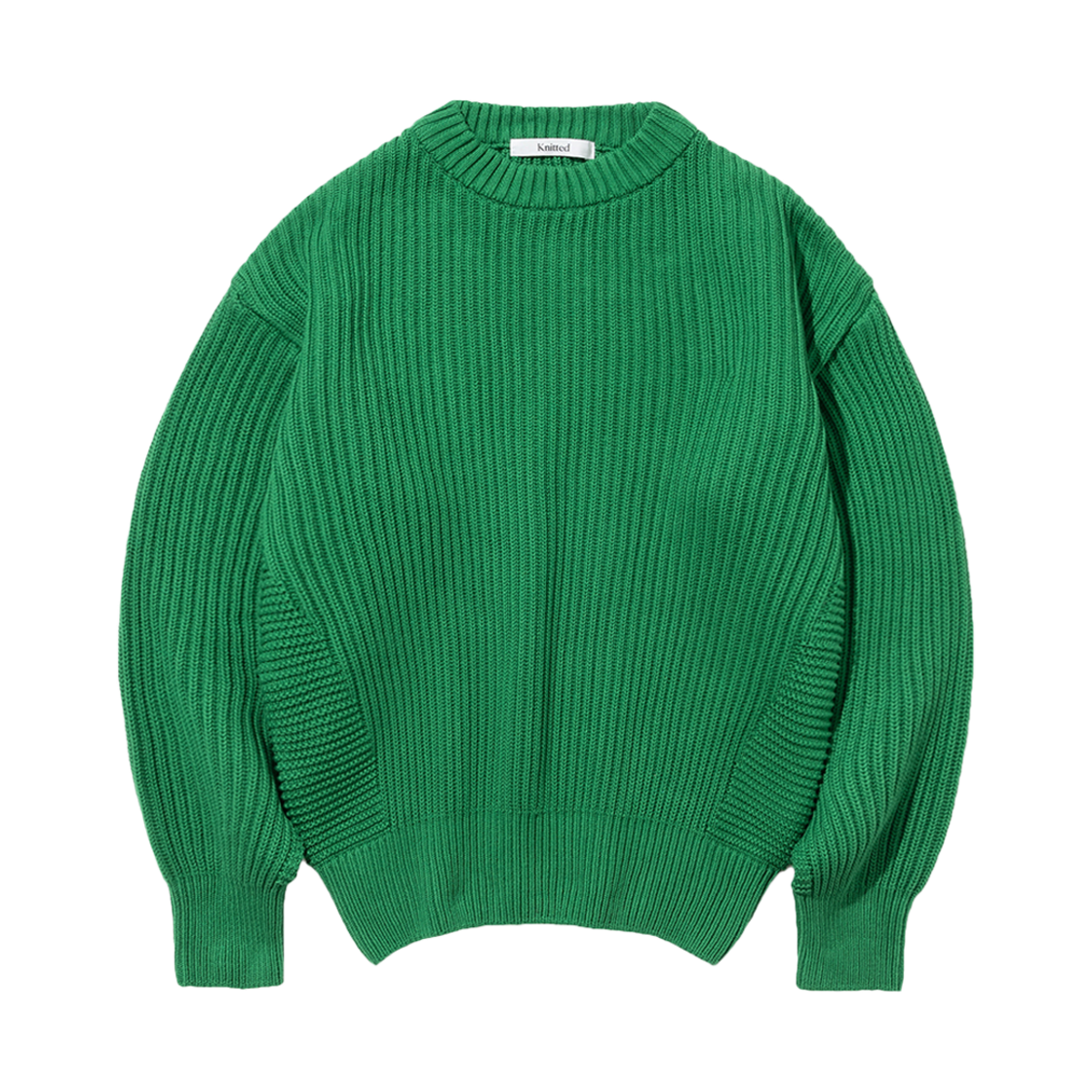 니티드 코튼 미니멀 라운드 니트 그린
