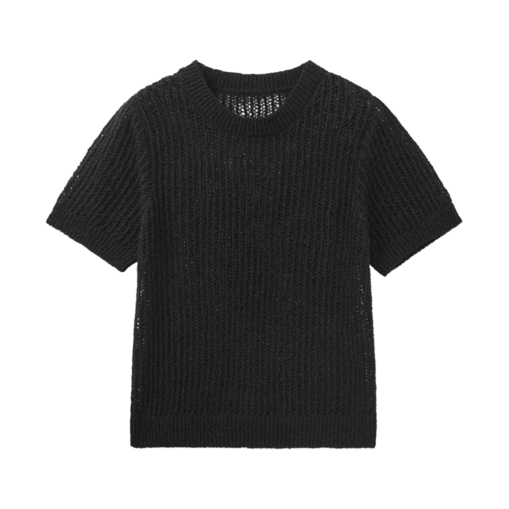 25SSMKT-BK Allincomplete Melly Knit Top Black