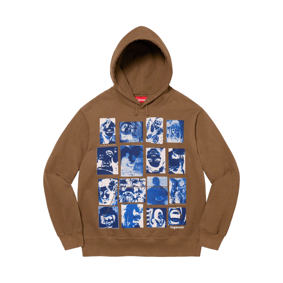 슈프림 콜라주 그리드 후드 스웨트셔츠 올리브 브라운 - 21FW