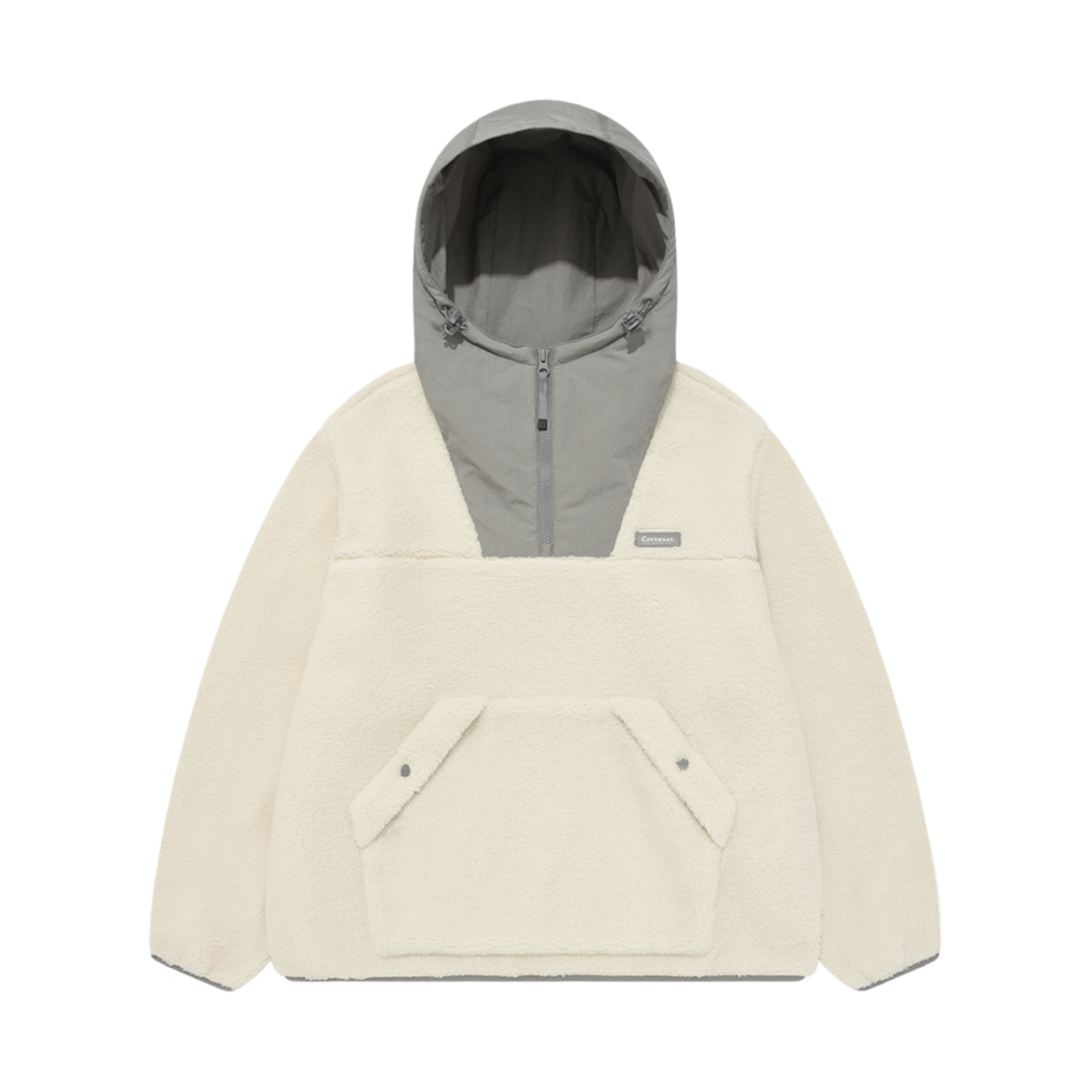 CO2303JK23IV Covernat Sherpa Comfy Boa Hoodie Anorak Ivory