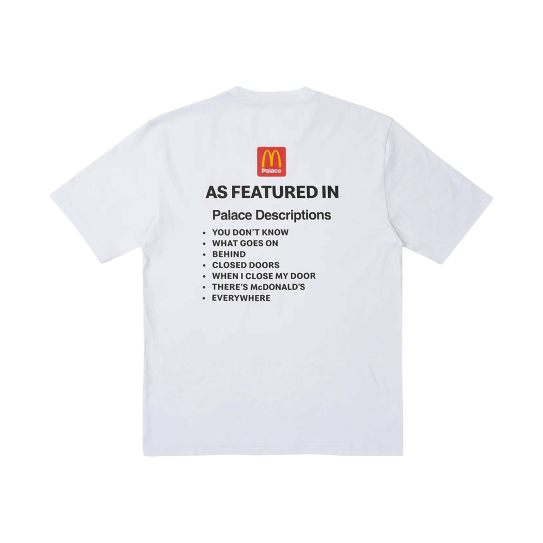 팔라스 x 맥도날드 디스크립션 티셔츠 2 화이트 - 23FW(Palace x McDonald's Description T-Shirt 2 White - 23FW)