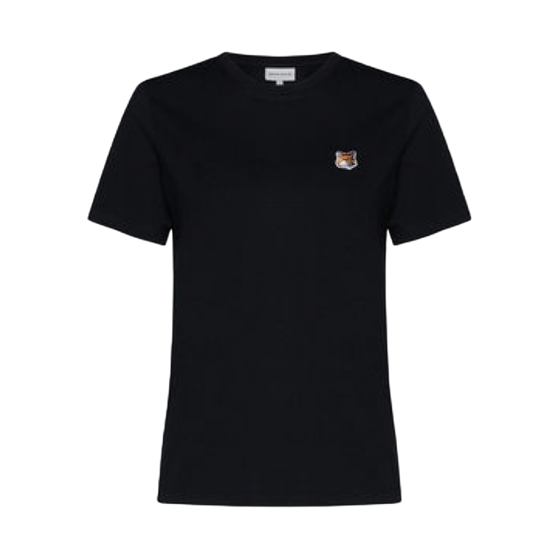 (W) 메종 키츠네 폭스 헤드 패치 레귤러 티셔츠 블랙((W) Maison Kitsune Fox Head Patch Regular T-Shirt Black)