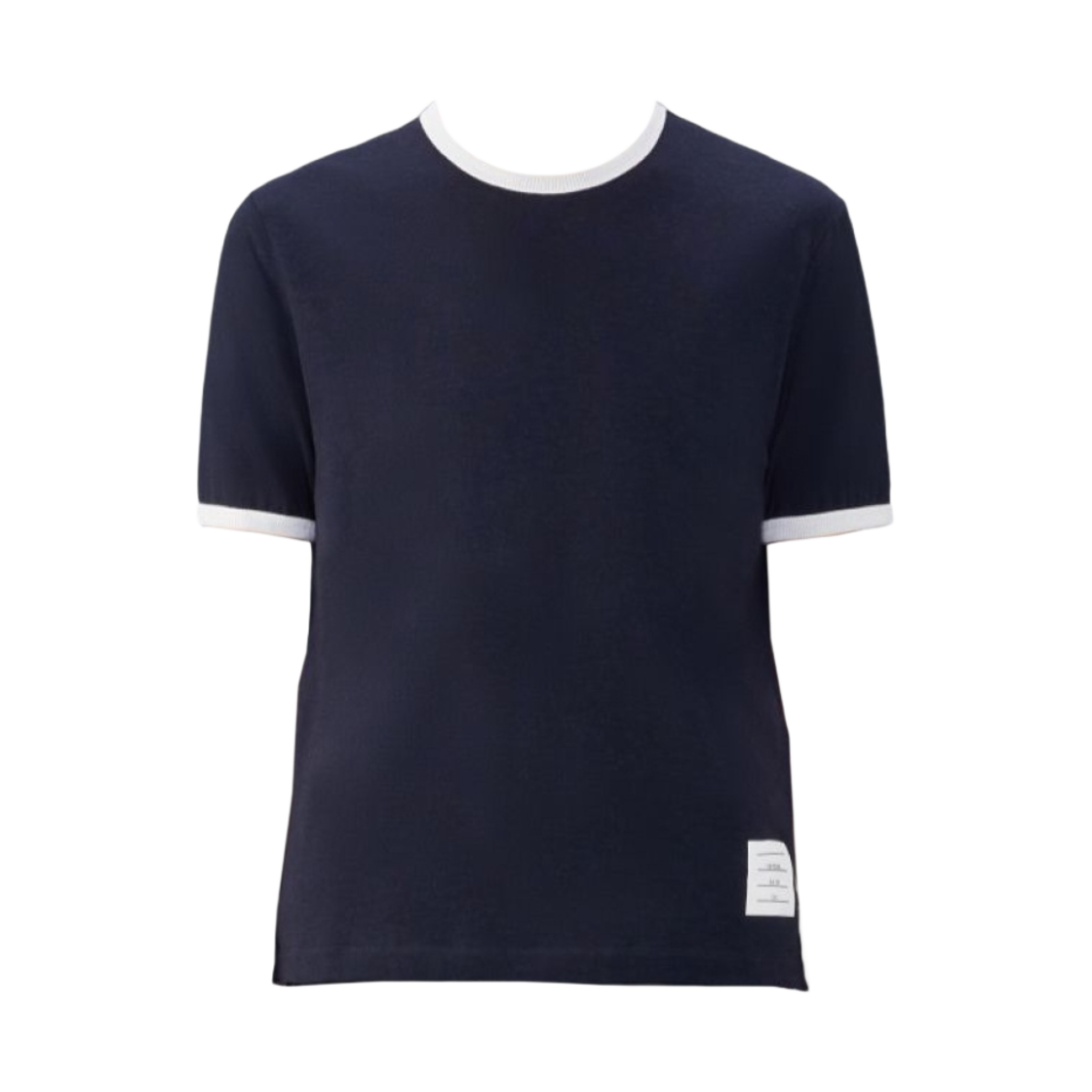 MJS262A-J0149-415 Thom Browne Wool Jersey Ringer T-Shirt Navy
