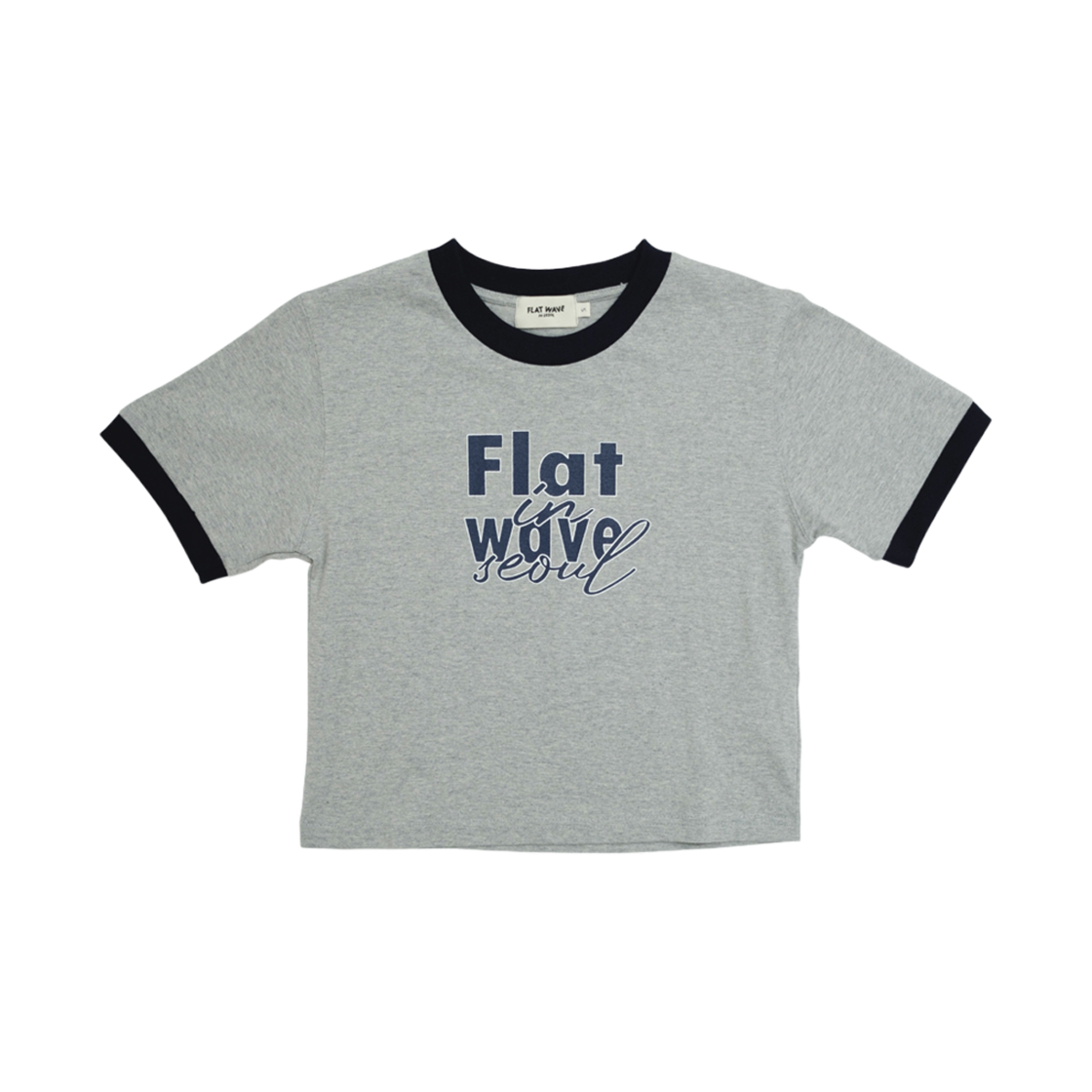 플랫웨이브 미나이 크롭 프린트 티셔츠 그레이