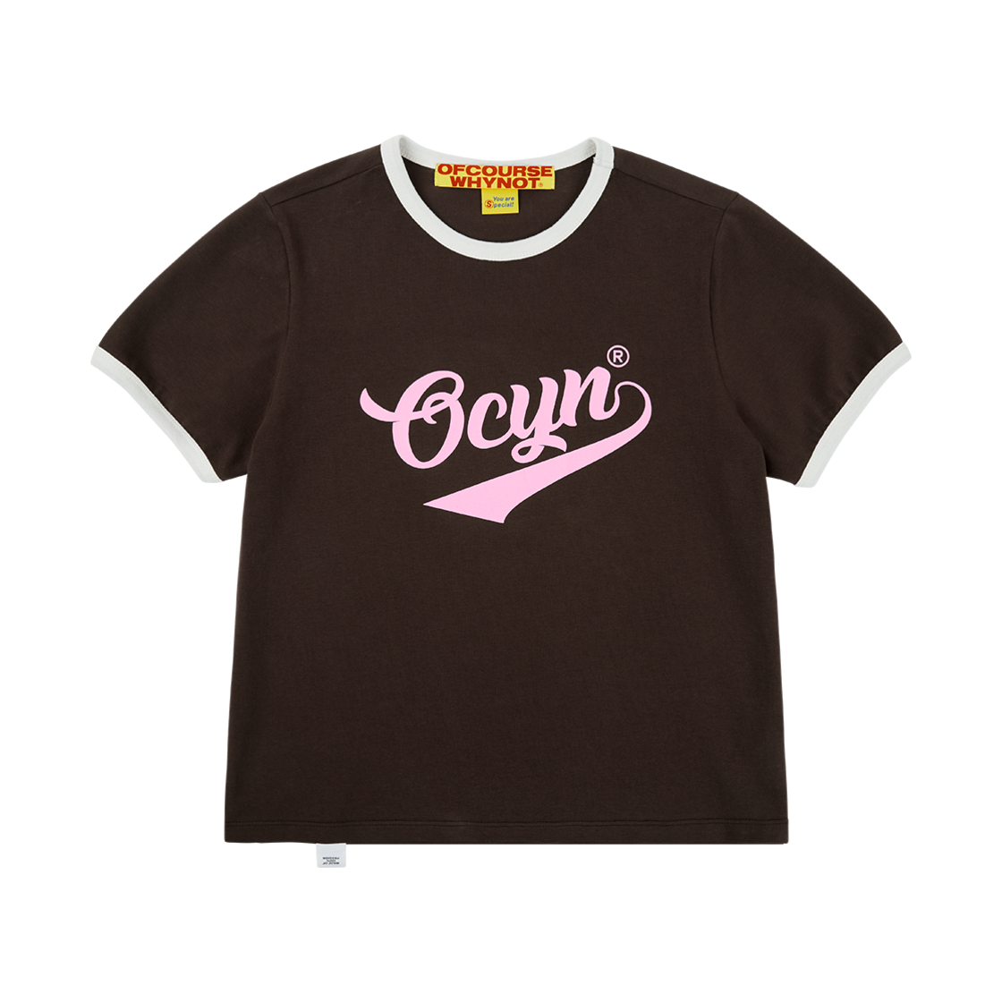 OW52TRF07-BR ofcoursewhynot Good Vibe Only Ringer Tee Brown