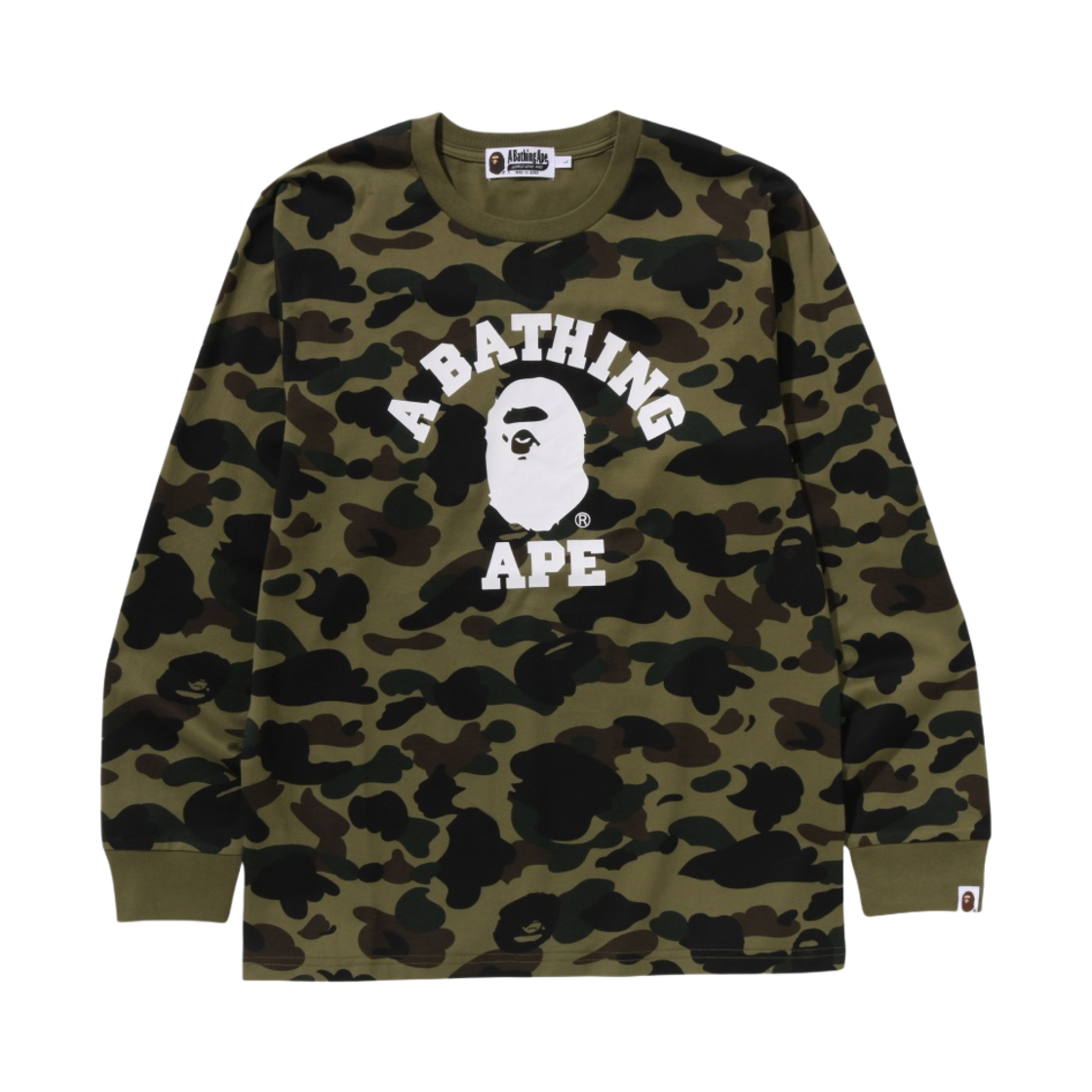 베이프 퍼스트 카모 컬리지 롱슬리브 티셔츠 그린
