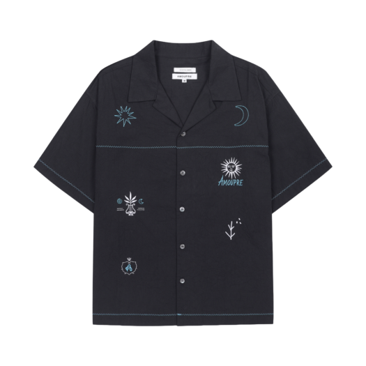J3SAM25311BKX AMOUPRE Embroidered Short Sleeve Shirt Black