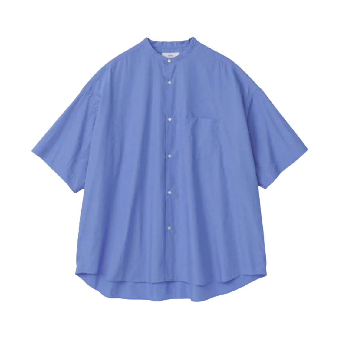 그라프페이퍼 브로드 숏슬리브 오버사이즈 밴드 칼라 셔츠 블루(Graphpaper Broad S/S Oversized Band Collar Shirt Blue)