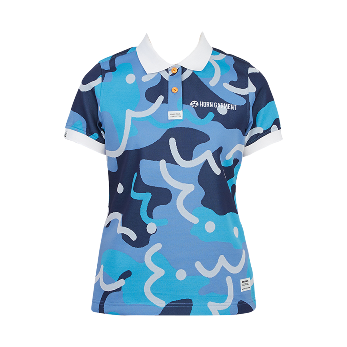 HCW-2A-AP08 (W) Horn Garment Roll Over Camouflage Polo T-Shirt Blue