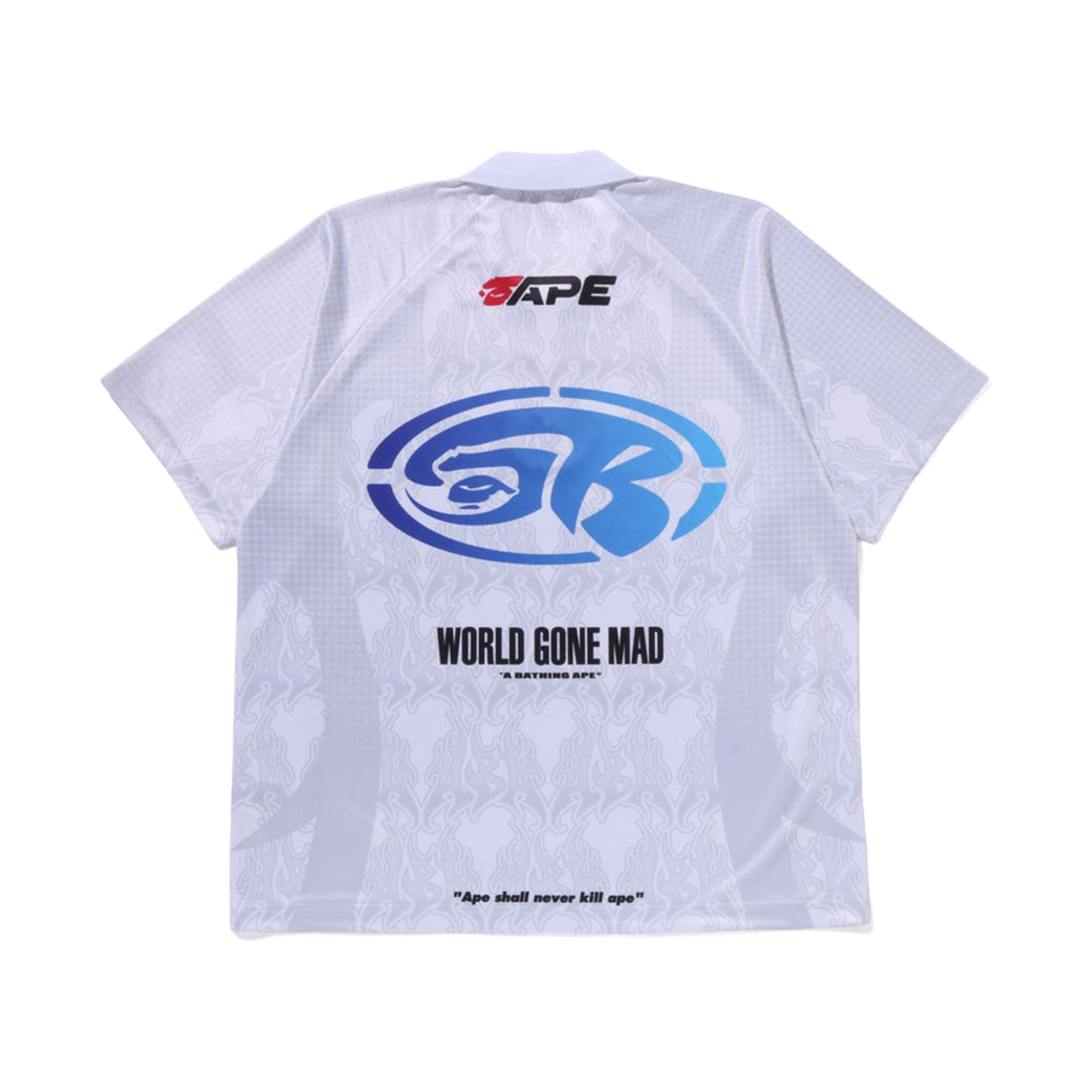 베이프 플레임 패턴 오버올 프린트 하프 집 릴렉스 핏 폴로 셔츠 화이트(BAPE Flame Pattern Overall Print Half Zip Relax Fit Polo Shirt White) - 2
