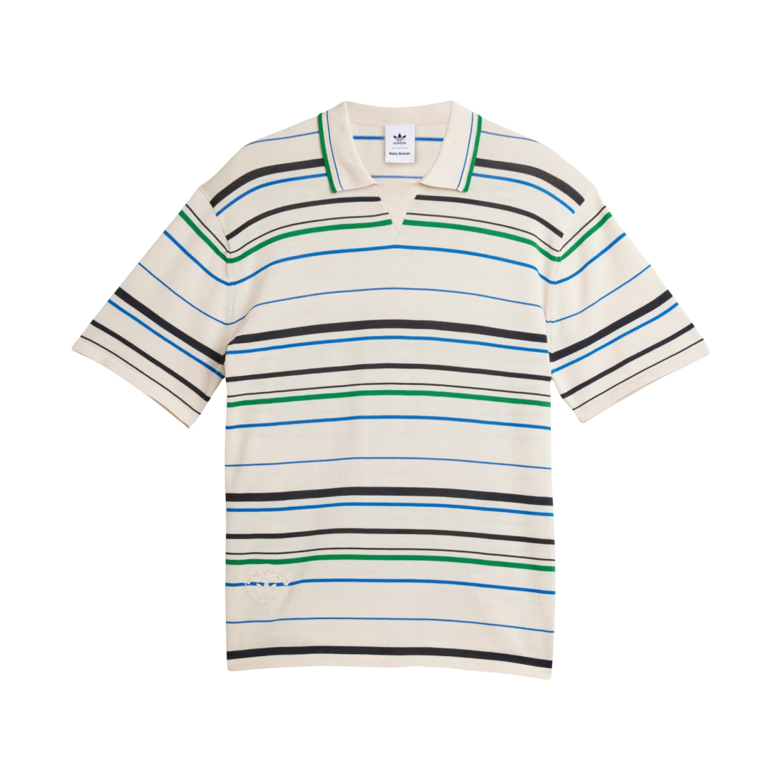 JM8203 Adidas x Wales Bonner Knit Polo Shirt Wonder White Green - US Sizing