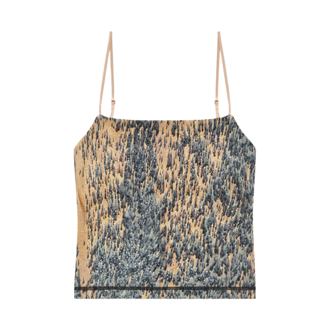 (W) 디젤 레인 카모 나일론 캐미솔 크리스탈스 베이지 그레이((W) Diesel Rain Camo Nylon Camisole with Crystals Beige Grey)