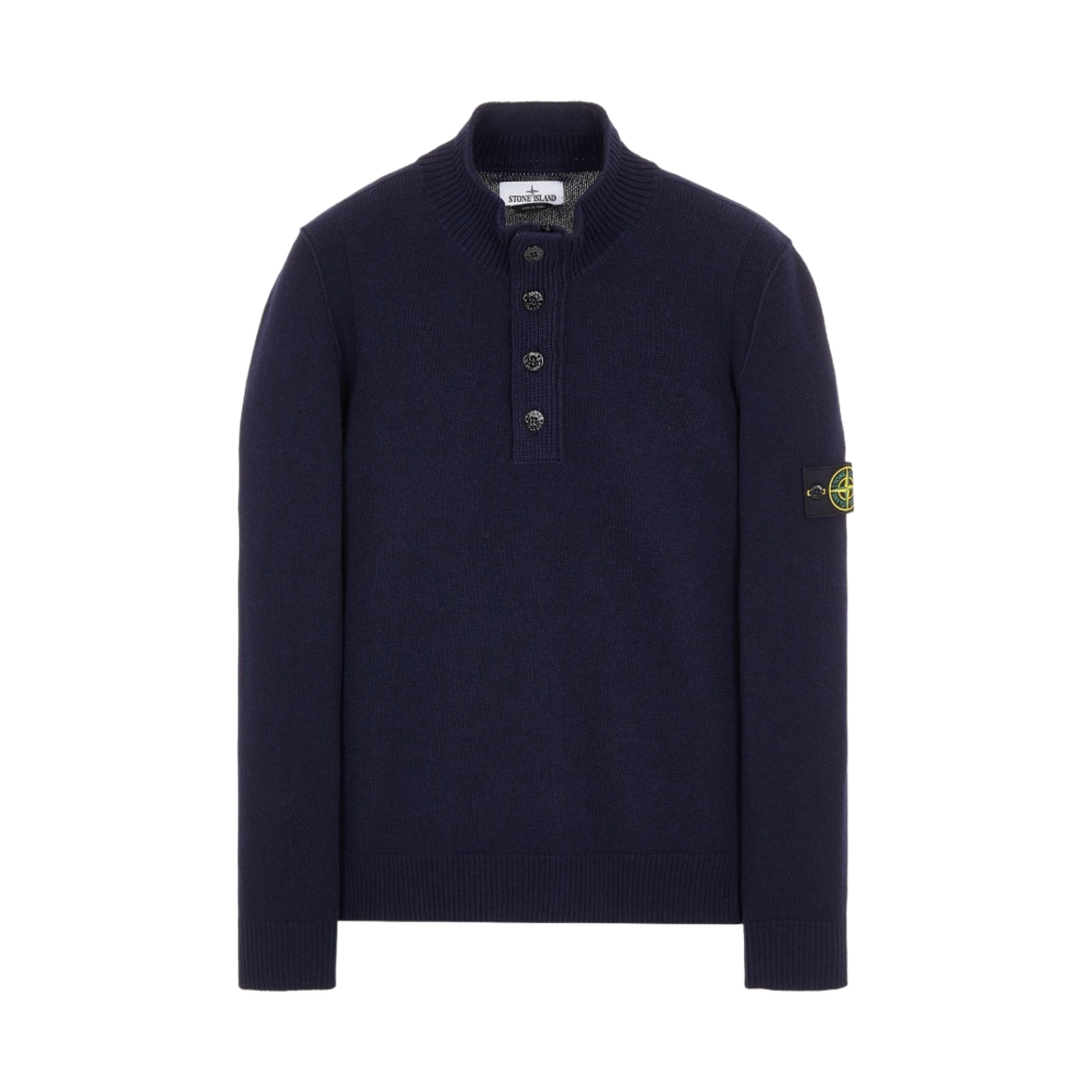 7715540A3-V0020 Stone Island 540A3 High Neck Half Button Lambswool Knit Navy Blue - 22FW