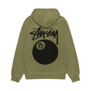 Stussy 8 Ball Pigment Dyed Zip Hoodie Olive
