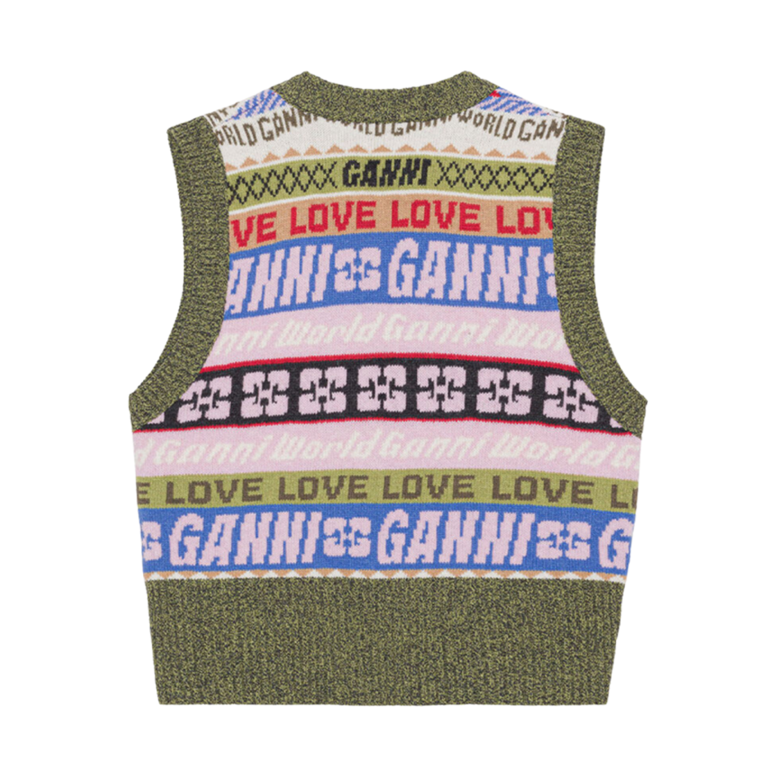 (W) 가니 그래픽 브이넥 베스트 멀티컬러((W) Ganni Graphic V-Neck Vest Multicolor) - 2