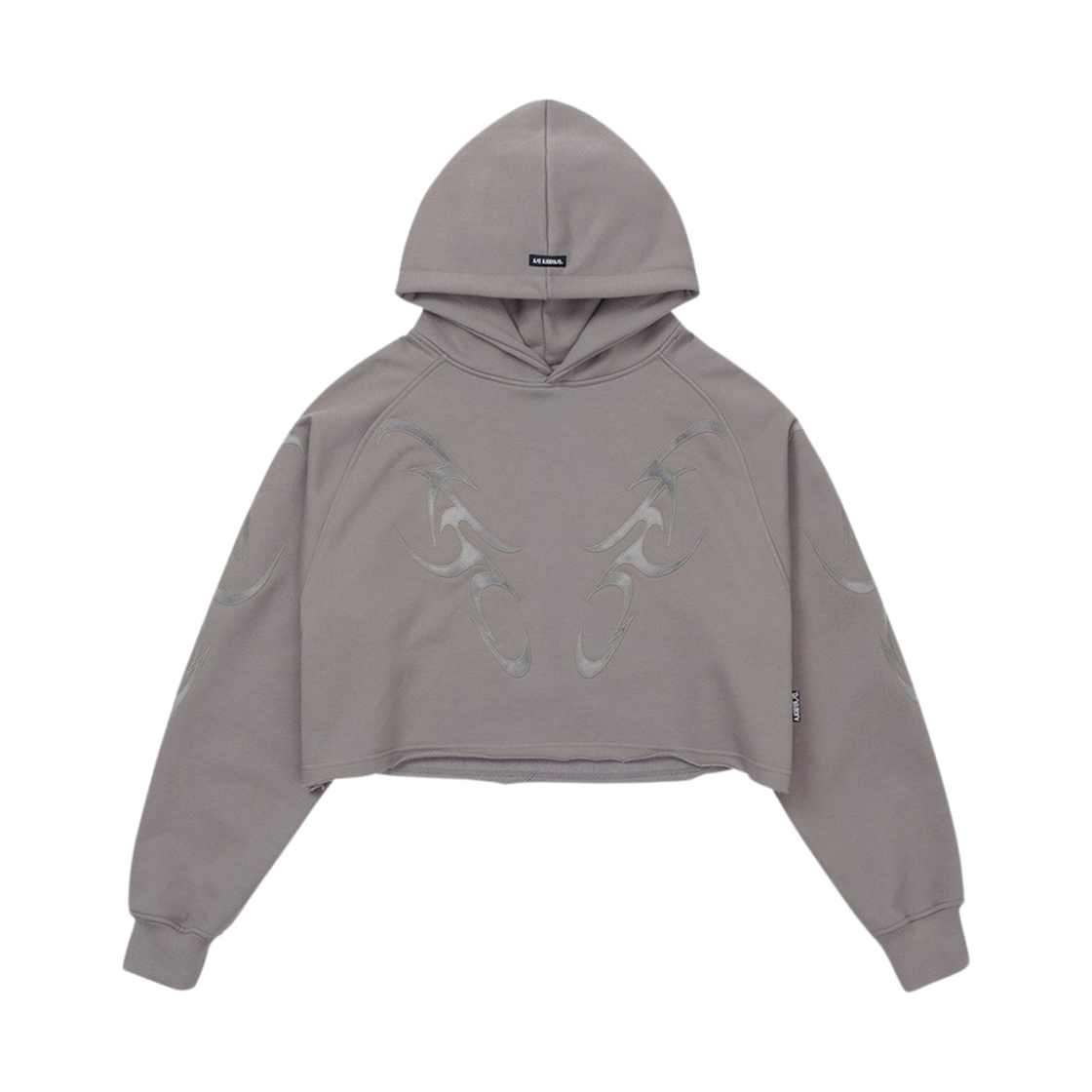 AJ244TP008DE Ajobyajo Tribal AJO Applique Cropped Hoodie Dusty Beige - 대표 이미지 #1