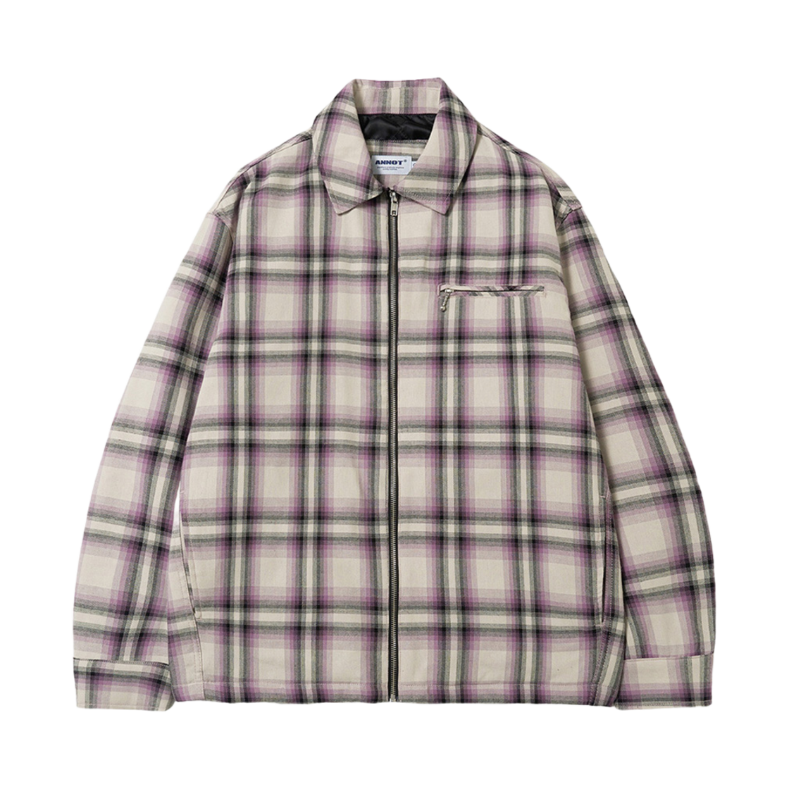 ant25sp001pp ANNOT Washed Check Zip-Up Jacket Purple
