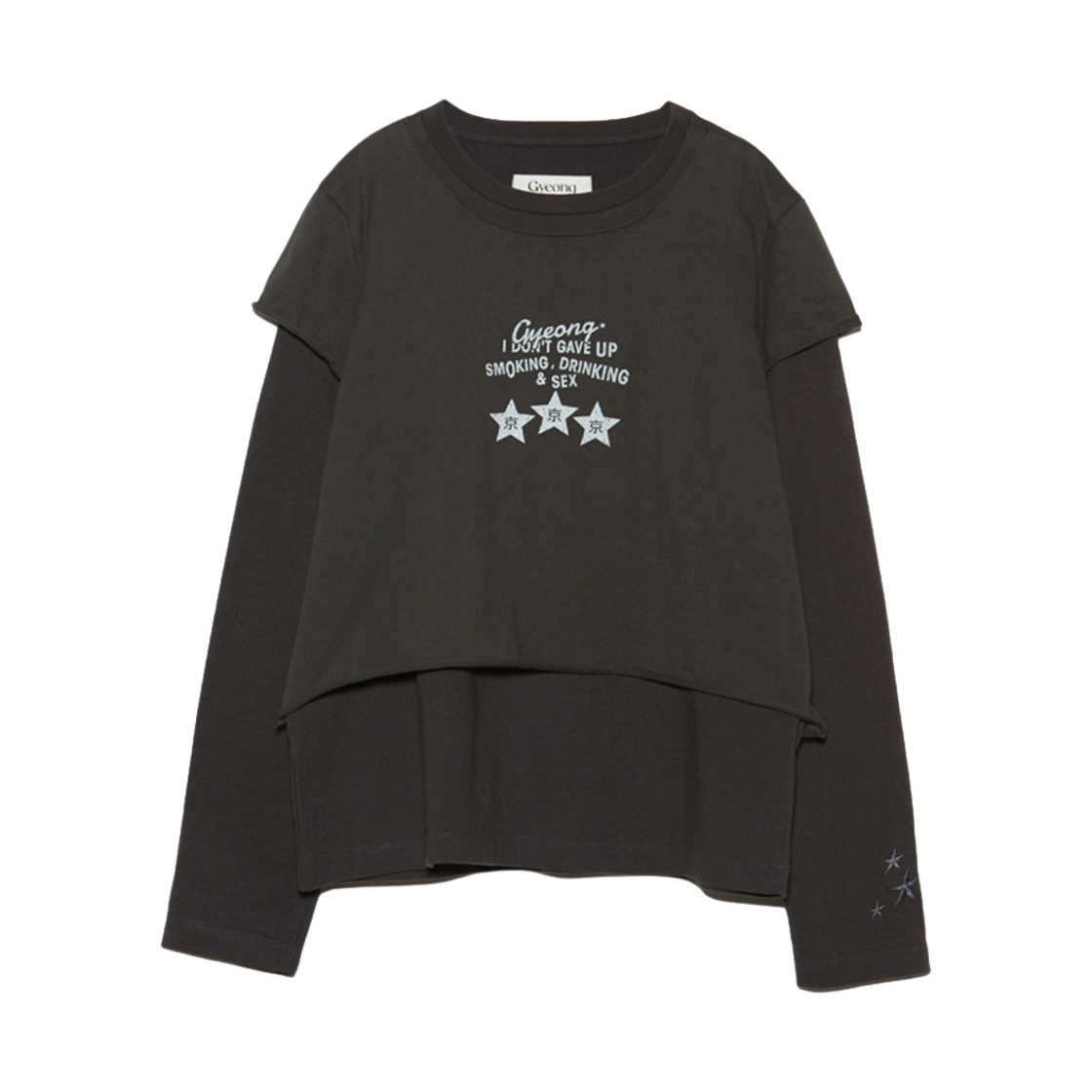 GY31DT02CC00 Gyeong Double Layerd Long Sleeve Tee Charcoal