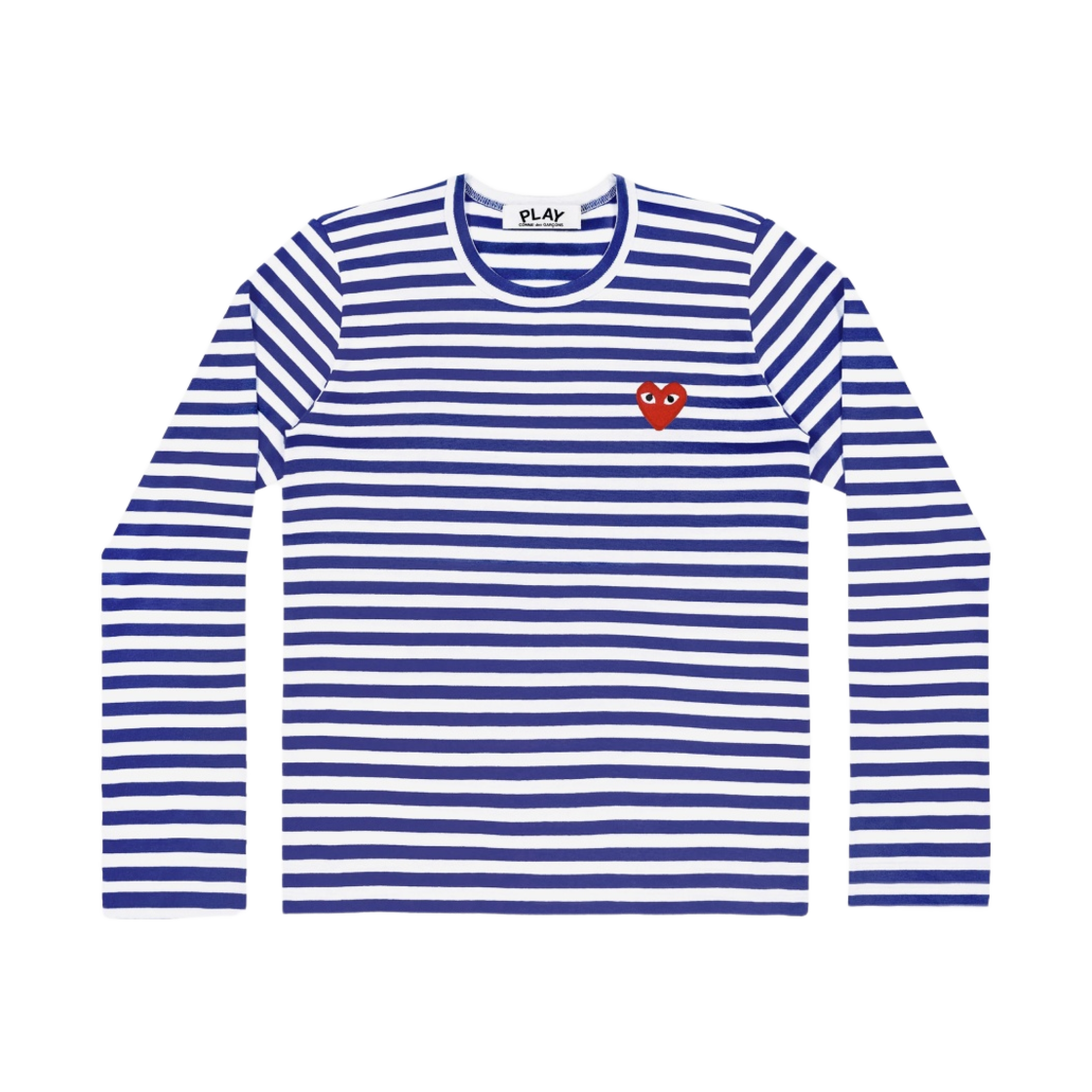 (W) 플레이 꼼데가르송 스트라이프 롱슬리브 티셔츠 블루 화이트((W) Play Comme des Garcons Striped LS T-Shirt Blue White)