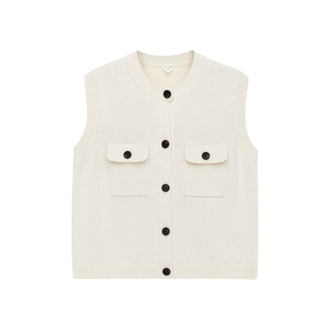 (W) 아르켓 니티드 코튼 베스트 화이트((W) Arket Knitted Cotton Vest White)