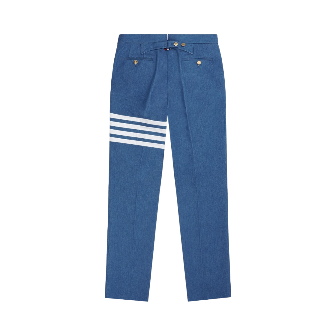 MTC165A-03028-450 Thom Browne Washed Denim 4-Bar Classic Backstrap Trousers Blue - #2