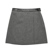 (W) Dunst Leather Point A-Line Mini Skirt Charcoal Grey