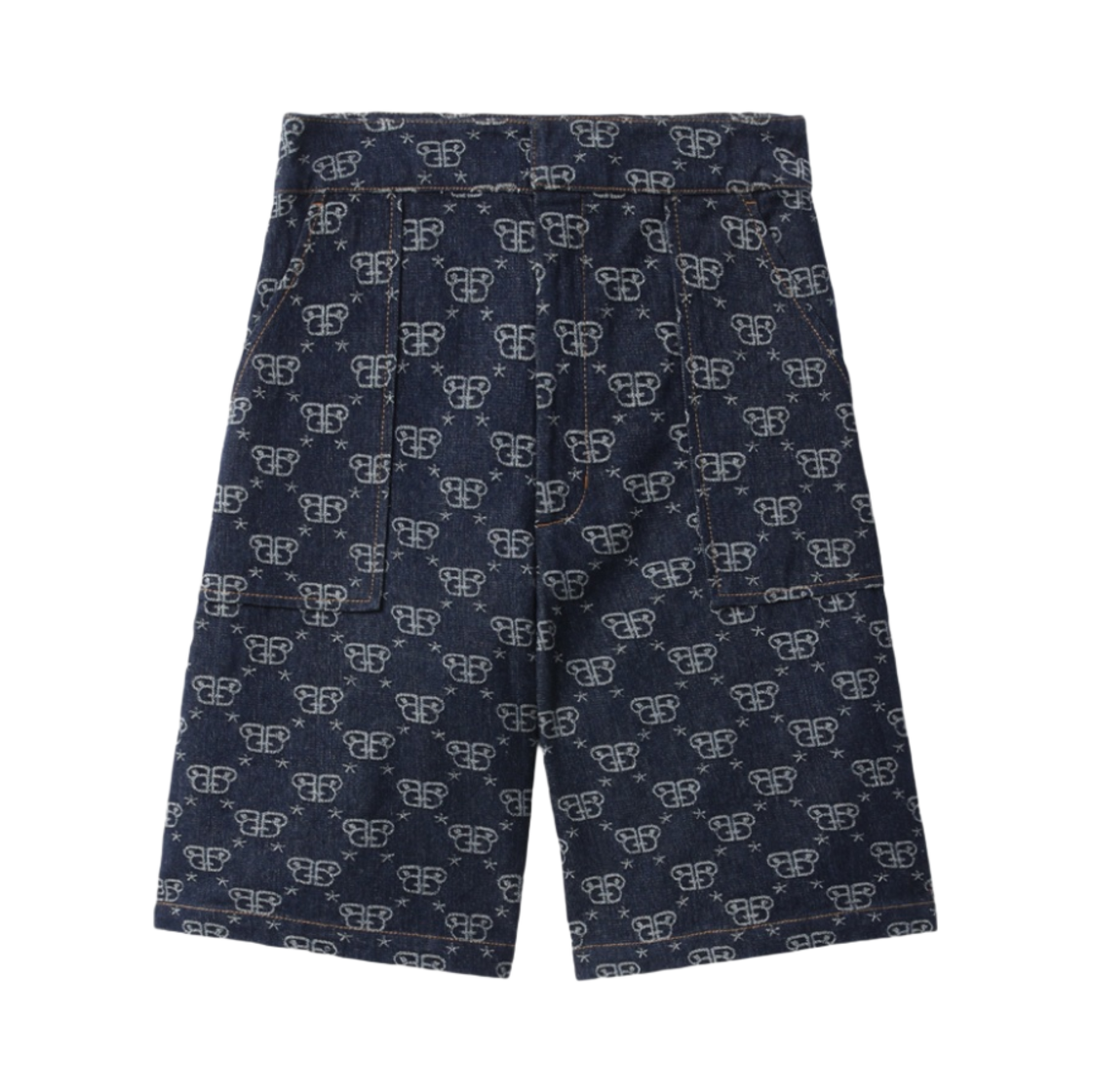 (W) 베이프 모노그램 쇼츠 데님((W) BAPE Monogram Shorts Denim) - 1