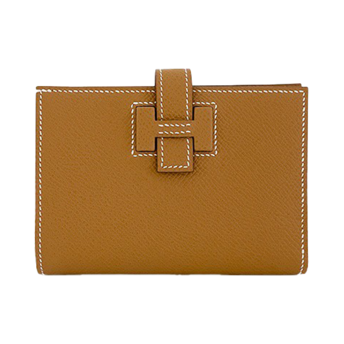 ITFDBSWARTTN Hermes H Passant Compact Wallet Camel Gold W Stamp