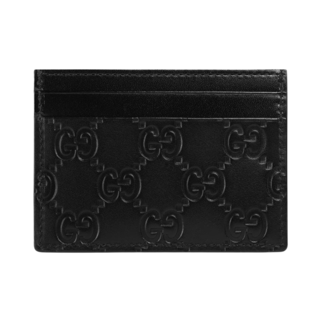 233166-CWC10-1000 Gucci Signature Leather Card Case Black