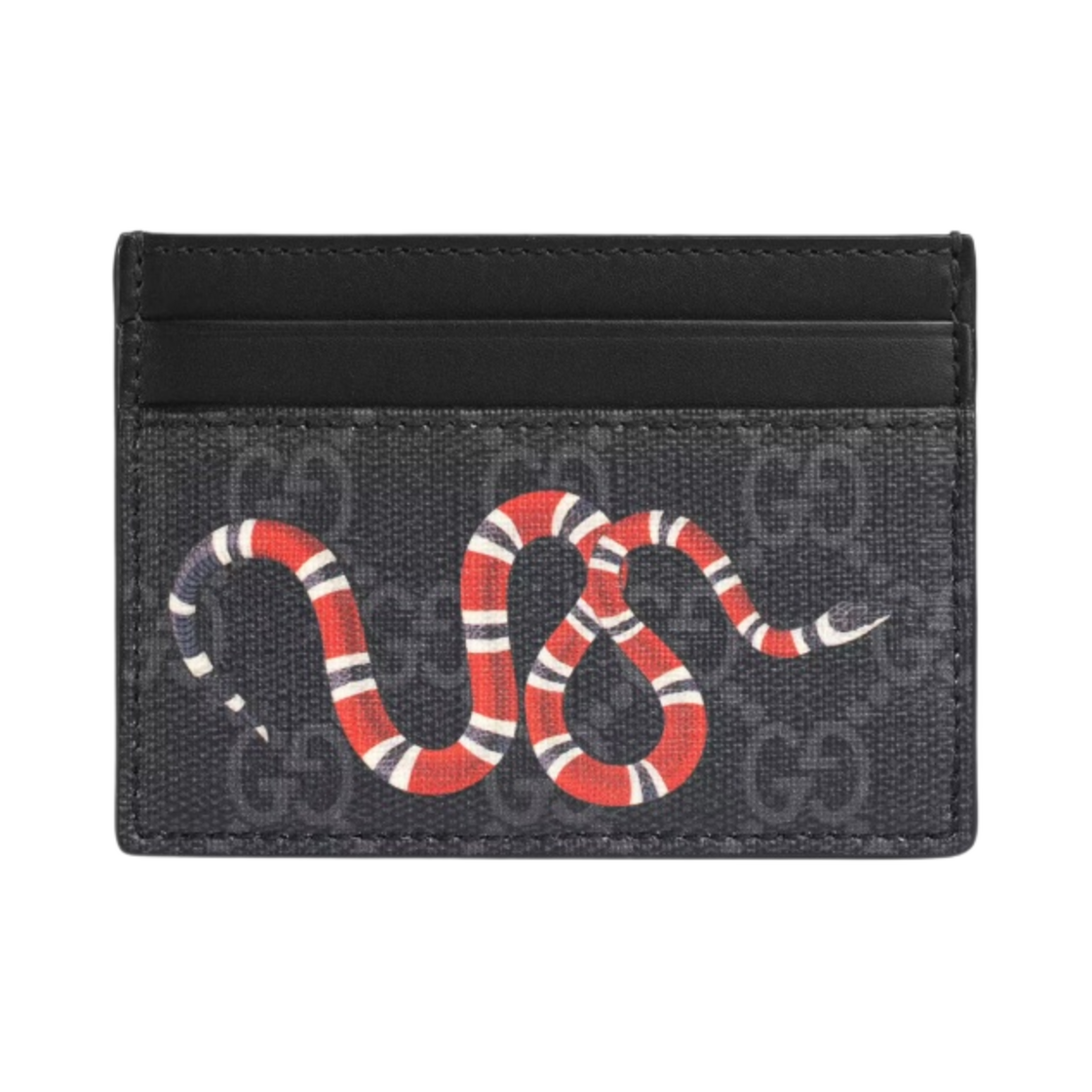 451277-K541N-1058 Gucci Bestiary Kingsnake Print Card Case Black