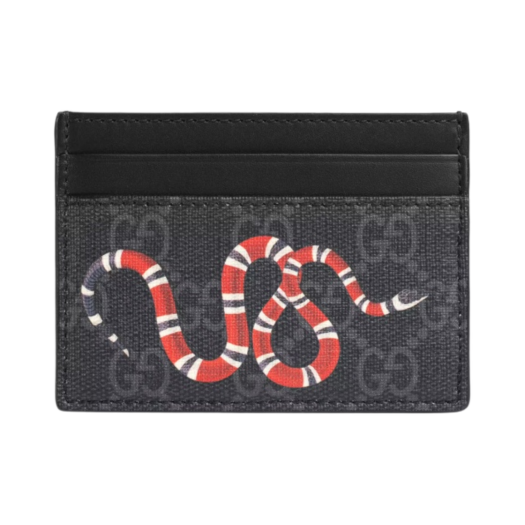 Gucci Bestiary Kingsnake Print Card Case Black